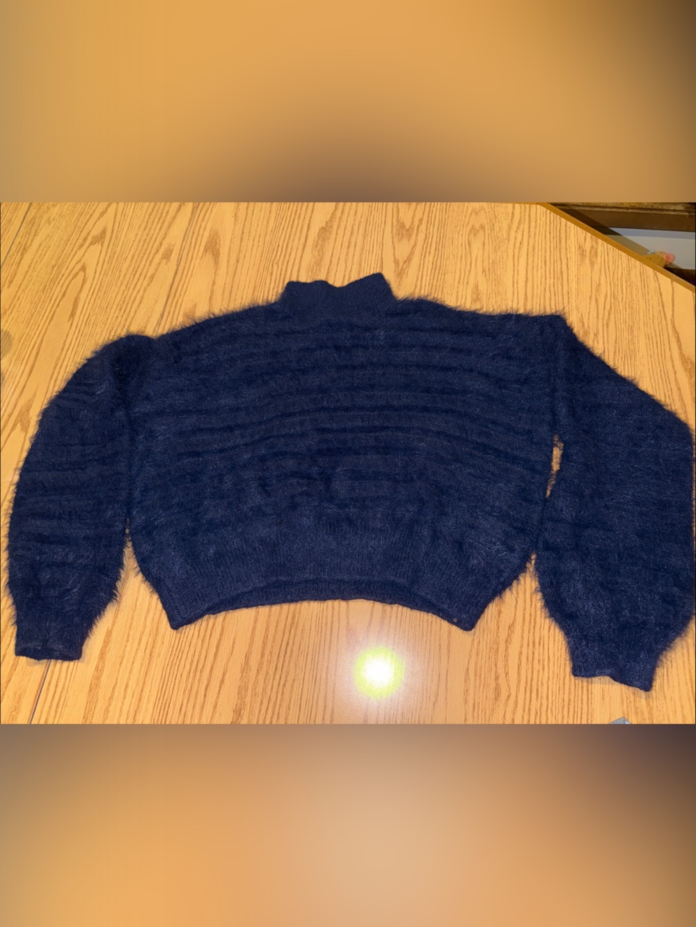 Cotton Candy Navy Fuzzy Ribbed Turtleneck Sweater